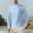 thumbnail image 1 of Mens Sweatshirt Under $10 Mens Linen Henley Shirts 1/4 Button Long Sleeve Casual T Shirt Fashion Lightweight Breathable Band Collar Tees Top, 1 of 9