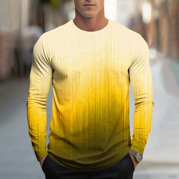 Mens Sweatshirt Under $10 Mens Long Sleeve Shirts Casual Gradient Color Loose Pullover Graphic Tee Shirts Fall Fashion Athletic Sweatshirts