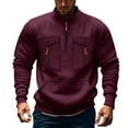 thumbnail image 1 of Mens Sweatshirt Under $10 Mens Quarter Zip Cargo Pullover Soft Fleece Lined Basic Sweatshirts Winter Mock Neck Military Warm Tops Big And Tall, 1 of 2