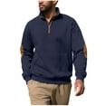 thumbnail image 1 of Mens Sweatshirt Under $10 Mens Quarter Zip Up Sweatshirts Quilted Waffle Long Sleeve Lapel Pullovers Solid Color Casual Sweater with Pocket, 1 of 9