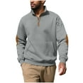 thumbnail image 1 of Mens Sweatshirt Under $10 Mens Quarter Zip Up Sweatshirts Quilted Waffle Long Sleeve Lapel Pullovers Solid Color Casual Sweater with Pocket, 1 of 9