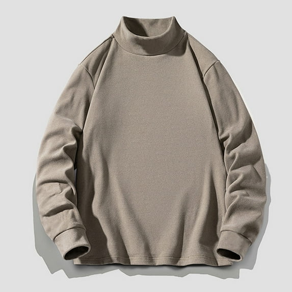 Mens Sweatshirt Under $10 Oversized Sweatshirt for Men Casual Solid Color Turtleneck Long Sleeved Pullover Plush Warm Sweatshirt Comfy