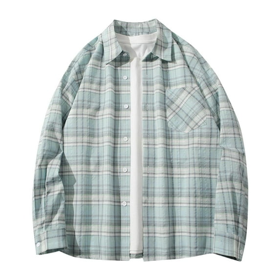 Mens Sweatshirt Under $10 Plaid Shirts for Men Long Sleeve - Button Down Shirt Casual Stylish Cotton Pocket T-Shirt Turndown Collared Tee Workwear