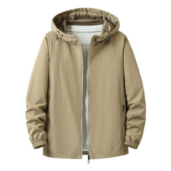 Mens Sweatshirt Under $10 Winter Coat for Men Zipper Stormtrooper Long-Sleeved Hooded Jackets Solid Color Outwear Pocket Jackets Active