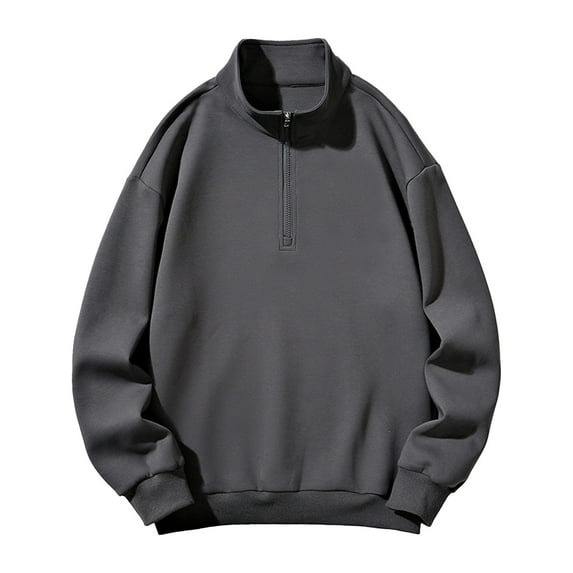 Mens Sweatshirt Under $10 Zip Up Sweatshirt Men Stand-up Collar Fashion Solid Color Pullover Shirtd Long Sleeves Baggy Sweatshirt Comfy