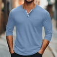 thumbnail image 1 of Mens Sweatshirt Under $10 Mens Henley Shirts Casual Long Sleeve Button Down Shirt Lightweight Slim Fitted Plain Tshirts with Pockets, 1 of 6