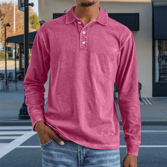 Mens Sweatshirt Under $10 Mens Casual Long Sleeve Shirts Button Down Lapel Collared Lightweight Cotton Solid Color Basic Tee Shirts Work Tops