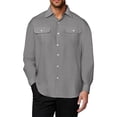 thumbnail image 1 of Mens Sweatshirt Under $10 Men's Long Sleeve Button Down Shirts with Pockets Solid Color Business Casual Western Cargo Work Shirts, 1 of 4