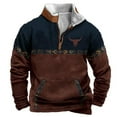 thumbnail image 1 of Mens Sweatshirts Aztec Cowboy Vintage Graphic Quarter Zip Up Collared Shirts with Pocket 2025 Fall Winter Western Loose Sweater, 1 of 3
