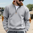 thumbnail image 1 of Mens Sweatshirts Business Work Fleece Lined Long Sleeve Shirts with Zipper and Pocket Casual Color Block Pullover Mock Neck No Hood Sweatshirt Tops, 1 of 8