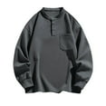 thumbnail image 1 of Mens Sweatshirts Button Crewneck Long Sleeve Shirts with Pocket Casual Solid Color Pullover Basic Comfortable Loungewear Work Sweatshirt Tops, 1 of 3
