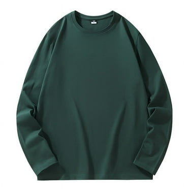 Mens Sweatshirts Clearance Crewneck Long Sleeved Casual Solid Color Sweatshirt Army Green 2XL