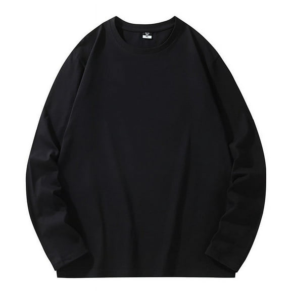 Mens Sweatshirts Crewneck Long Sleeved Casual Solid Color Sweatshirt Black 6XL
