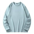 thumbnail image 1 of Mens Sweatshirts Crewneck Long Sleeved Casual Solid Color Sweatshirt Light Blue XL, 1 of 6
