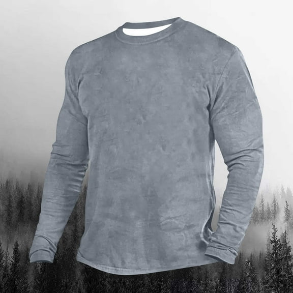 Mens Sweatshirts Crewneck Long Sleeved Solid Color Sweatshirts Gray 2XL