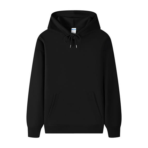 Mens Sweatshirts Hoodie Pullover Basic Solid Winter Long Sleeve Oversized Hoodie Black 4XL
