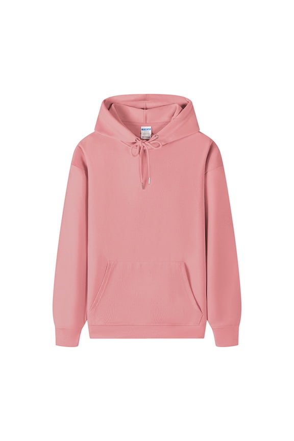 Mens Sweatshirts Hoodie Pullover Basic Solid Winter Long Sleeve Oversized Hoodie Pink L