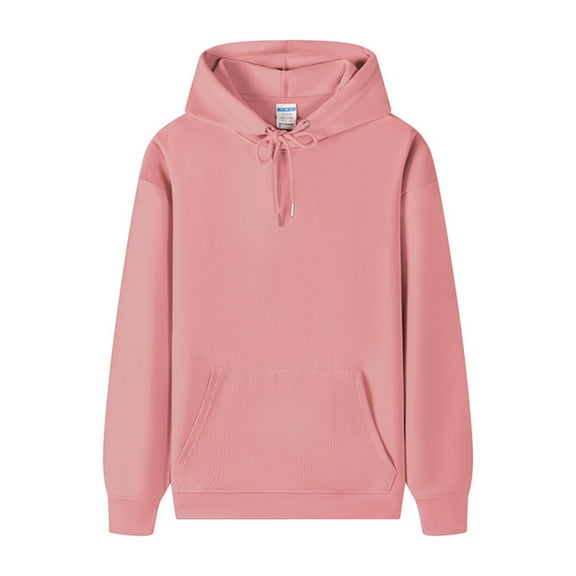 Mens Sweatshirts Hoodie Pullover Basic Solid Winter Long Sleeve Oversized Hoodie Pink L