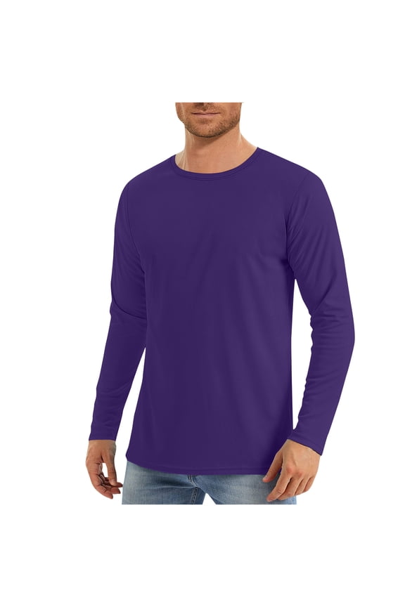 Mens Sweatshirts Long Sleeved Solid Color Sweatshirt Purple S