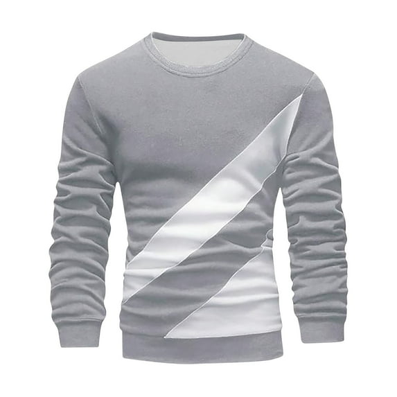 Mens Sweatshirts Color Blocked Solid Long Sleeve Round Neck Mens Workout Clothing,Grey,M
