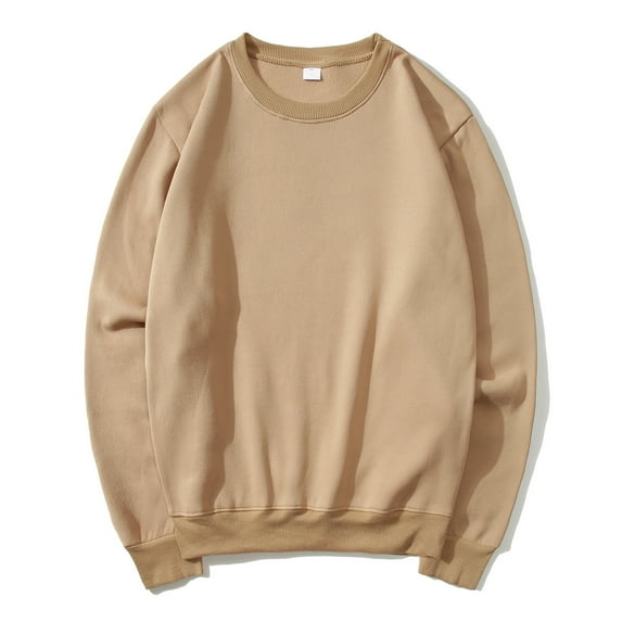 Mens Sweatshirts Fleece Lined Long Sleeve Crewneck Shirts Casual Solid Color Pullover Slim Warm Athletic Workout No Hood Sweatshirt Tops