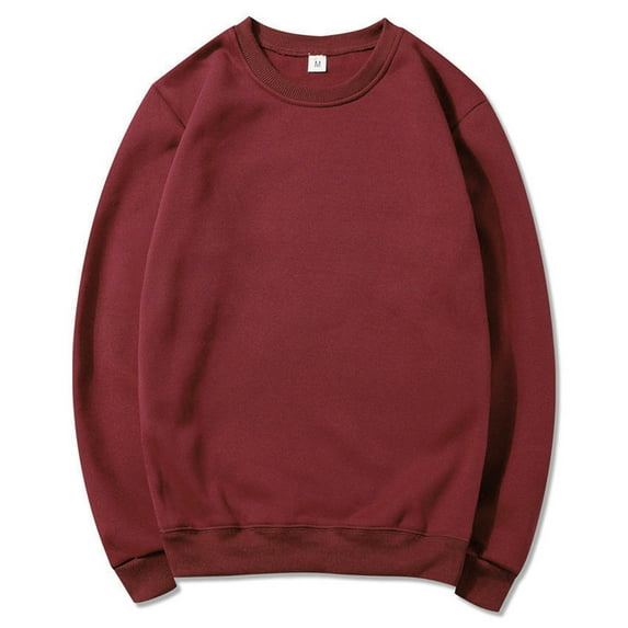 Mens Sweatshirts Fleece Lined Long Sleeve Crewneck Shirts Casual Solid Color Pullover Slim Warm Athletic Workout No Hood Sweatshirt Tops