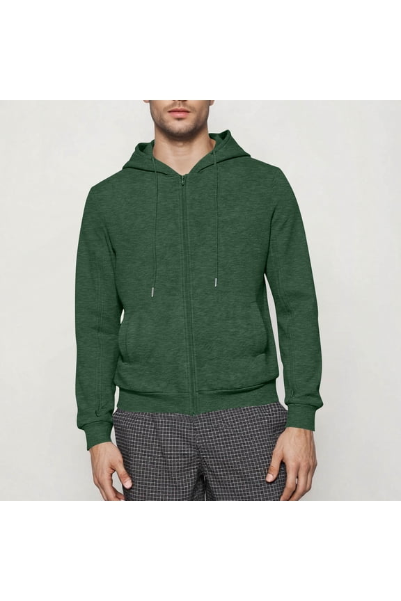 Mens Sweatshirts Full Zip Lightweight Convenient Jacket with Arm Zipper Soft Knit Hoodie Activewear Jackets Green M