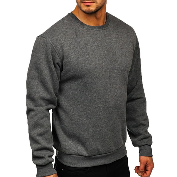 Mens Sweatshirts No Hood,Crewneck Sweatshirt for Men Long Sleeve Autumn Winter Warm Fleece Plain Pullover Jumper Solid Workwear Sports Sweater UK