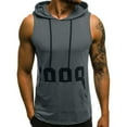 thumbnail image 1 of Mens Sweatshirts Hoodies Fitness Muscle Print Sleeveless Hooded Bodybuilding Pocket Tight-drying Tops, 1 of 7