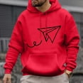 thumbnail image 1 of Mens Sweatshirts Hoodies Paper Plane Print Hoodies Long Sleeve Pocket Hooded Blouse (Red, XXL), 1 of 3