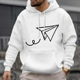 thumbnail image 1 of Mens Sweatshirts Hoodies Paper Plane Print Hoodies Long Sleeve Pocket Hooded Blouse (White, L), 1 of 3