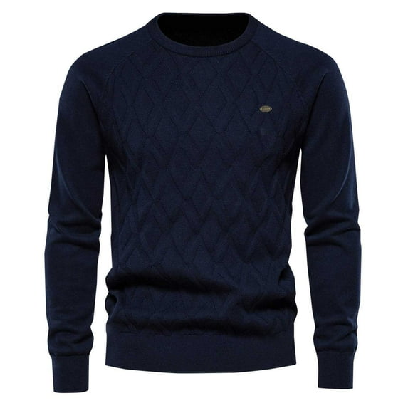 Mens Sweatshirts Knitted Long Sleeve Tops Classic Plain Crew Neck Fleece Cotton Shirts Solid Gym Casual Regular Fit Workwear Sweater Pullover Fall Winter Sports Sweat Shirt