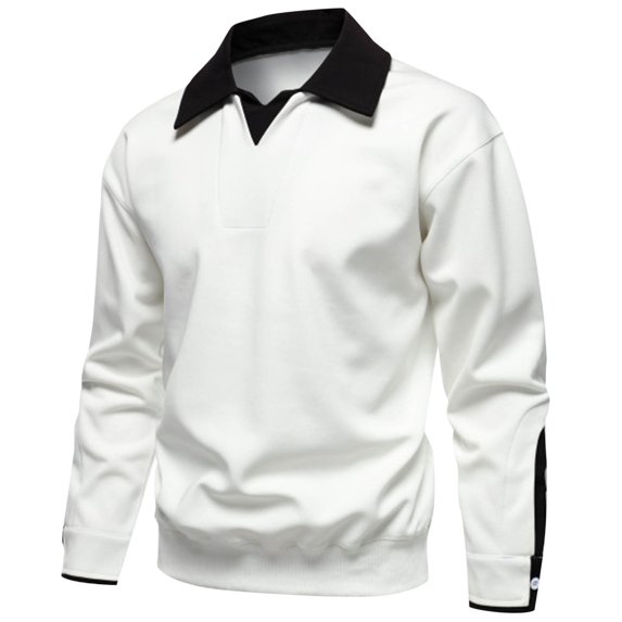 Mens Sweatshirts Long Sleeve Collared Golf Shirts Casual Color Block Pullover Comfort Basic Lapel Business Work Fall Tshirts Tops