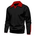 thumbnail image 1 of Mens Sweatshirts Long Sleeve Collared Golf Shirts Casual Color Block Pullover Comfort Basic Lapel Business Work Fall Tshirts Tops, 1 of 4