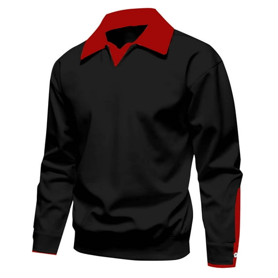 Mens Sweatshirts Long Sleeve Collared Golf Shirts Casual Color Block Pullover Comfort Basic Lapel Business Work Fall Tshirts Tops