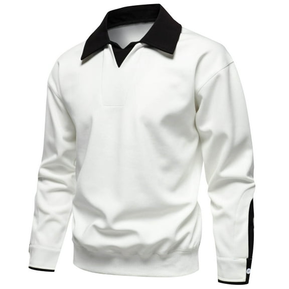Mens Sweatshirts Long Sleeve Collared Golf Shirts Casual Color Block Pullover Comfort Basic Lapel Business Work Fall Tshirts Tops