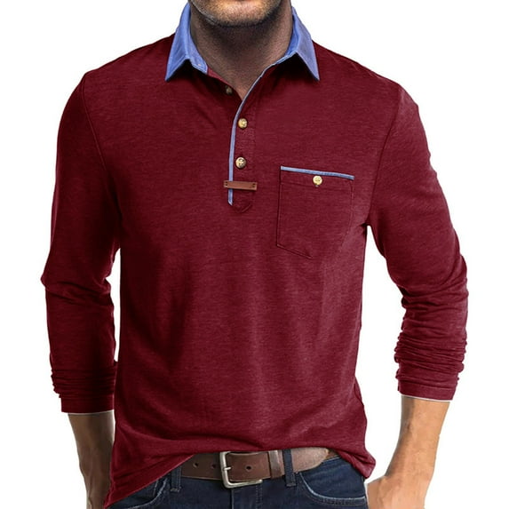 Mens Sweatshirts, Long Sleeve Polo Shirts Men's Big and Tall Casual Button Classic Work Shirt Cotton Collared Basic Golf Shirt