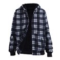 thumbnail image 1 of Mens Sweatshirts Long Sleeve Pullover Patchwork Plaid Jacquard Hoodie Casual Drawstring Hoody Top Navy XXXL, 1 of 4