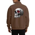 thumbnail image 1 of Mens Sweatshirts Loose Casual Fall Winter Quarter Zipper Halloween Print Stand Collar Hoodless Long Sleeve Tops Soft Outdoor Activities Mens Sweatshirt Brown S, 1 of 4