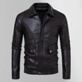 thumbnail image 1 of Mens Sweatshirts, Men's Slim Fitted PU Faux Leather Jackets Casual Long Sleeve Sports Coats Windbreaker Trendy Lapel Outerwear, 1 of 9
