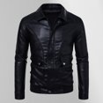 thumbnail image 1 of Mens Sweatshirts, Men's Slim Fitted PU Faux Leather Jackets Casual Long Sleeve Sports Coats Windbreaker Trendy Lapel Outerwear, 1 of 9