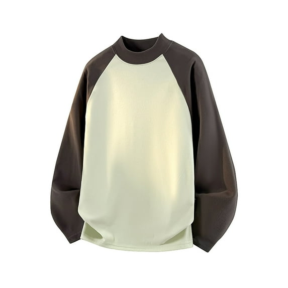 Mens Sweatshirts No Hood Sevevn Men's Color Blocking Two Tone Slim High Neck Fleece Long Sleeve Plus Size Sweatshirt Base Layer