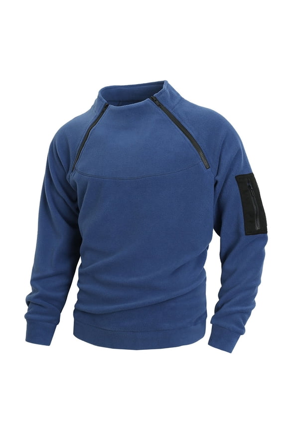 Mens Sweatshirts No Hood Sevevn Mens Fleece Half Zip Patchwork Pullover Long Sleeve Stand Collar Sweatshirt