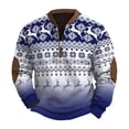 thumbnail image 1 of Mens Sweatshirts Pullover Christmas Striped Reindeer Snowflake Printed Long Sleeve Mens Festvial Clothing,White,L, 1 of 3