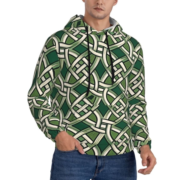 Mens Sweatshirts Pullover Hoodies 3D Hooded Top, Abstract Celtic Knots Green