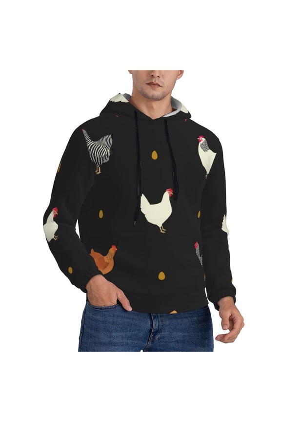Mens Sweatshirts Pullover Hoodies 3D Hooded Top, Chicken Eggs Cock Pattern Rooster