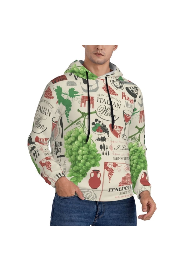 Mens Sweatshirts Pullover Hoodies 3D Hooded Top, Italian Cuisine Italy Vintage