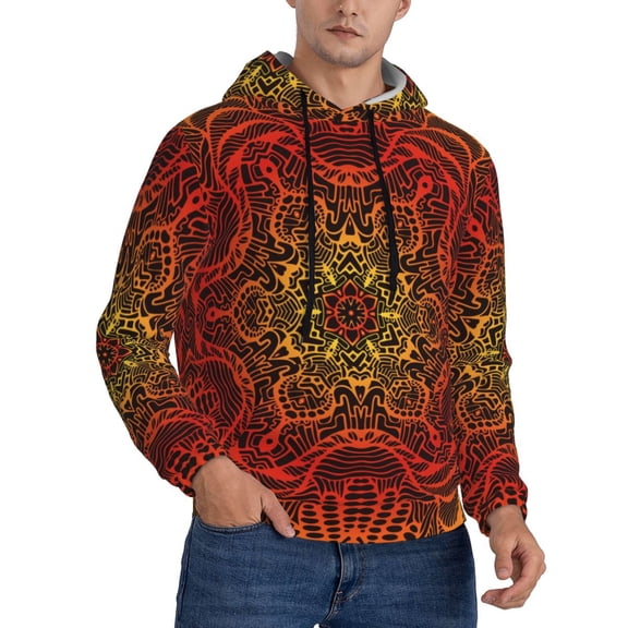 Mens Sweatshirts Pullover Hoodies 3D Hooded Top, Kaleidoscope Vintage Psychedelic Trippy
