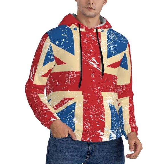 Mens Sweatshirts Pullover Hoodies 3D Hooded Top, Union Jack Uk Flag Retro