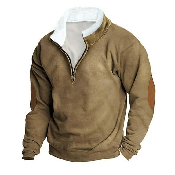 Mens Sweatshirts Quarter Zip Crew Neck Long Sleeve Fleece Pullover Western Vintage Casual Fashion Sweatshirt